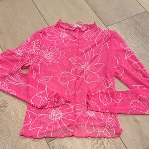 Le Lis Pink Floral Mesh Top